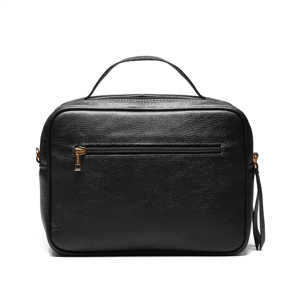 Bolsa Feminina Transversal Matelasse Mão Couro Preta Luna