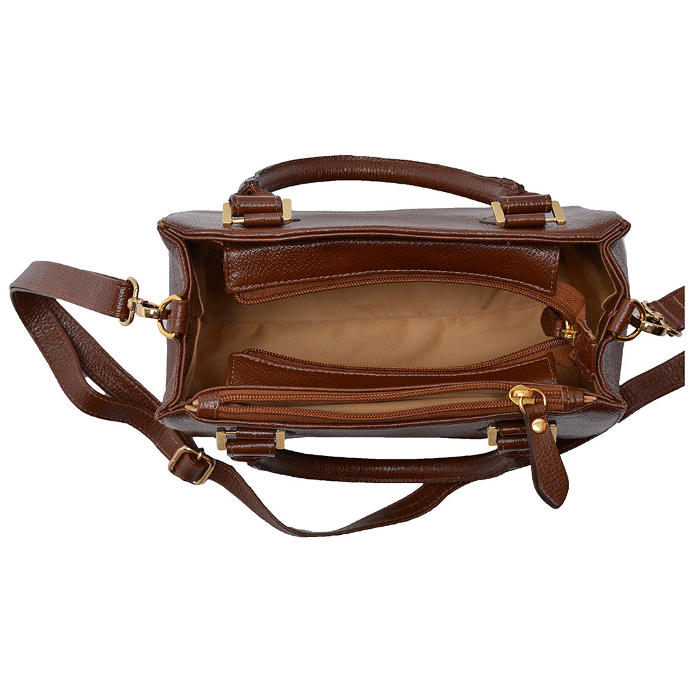 Bolsa Feminina Transversal Tote de Couro Marrom Mia