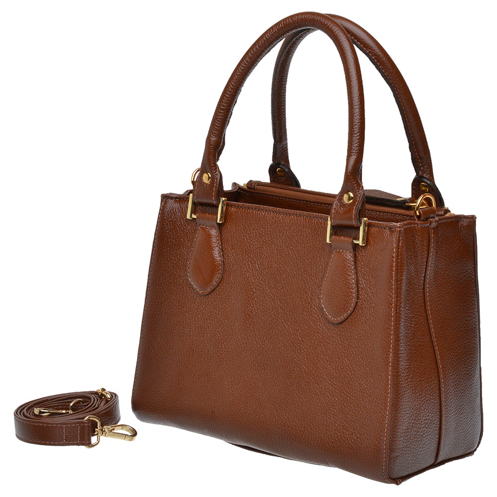 Bolsa Feminina Transversal Tote de Couro Marrom Mia