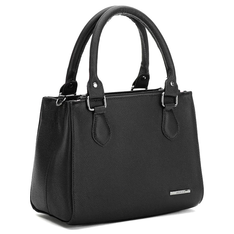 Bolsa Feminina Transversal Tote de Couro Preto Onix Mia