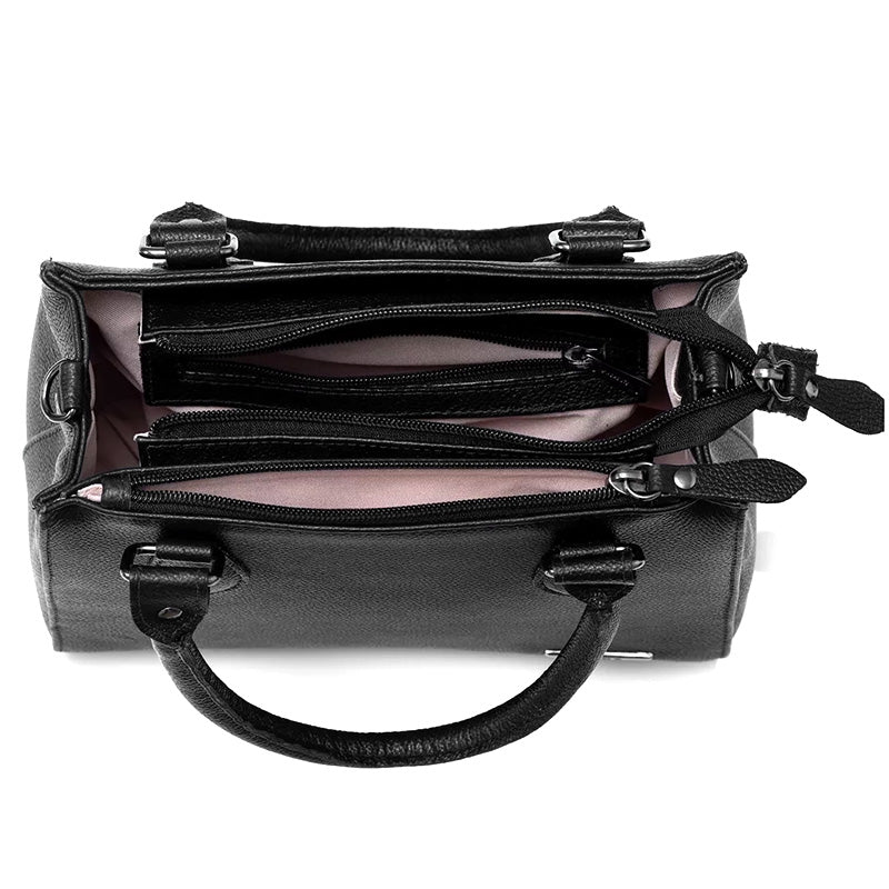 Bolsa Feminina Transversal Tote de Couro Preto Onix Mia
