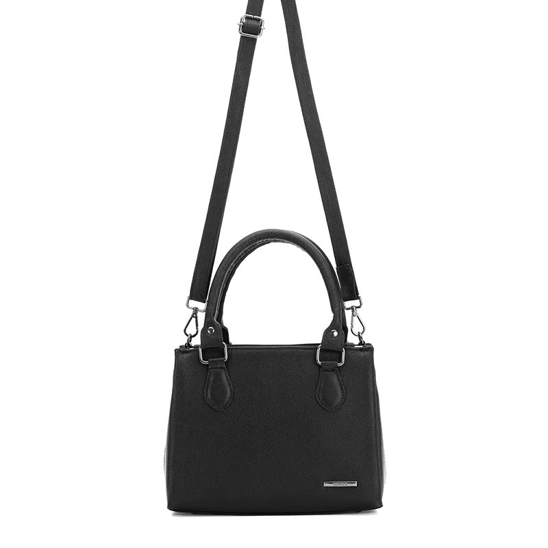 Bolsa Feminina Transversal Tote de Couro Preto Onix Mia