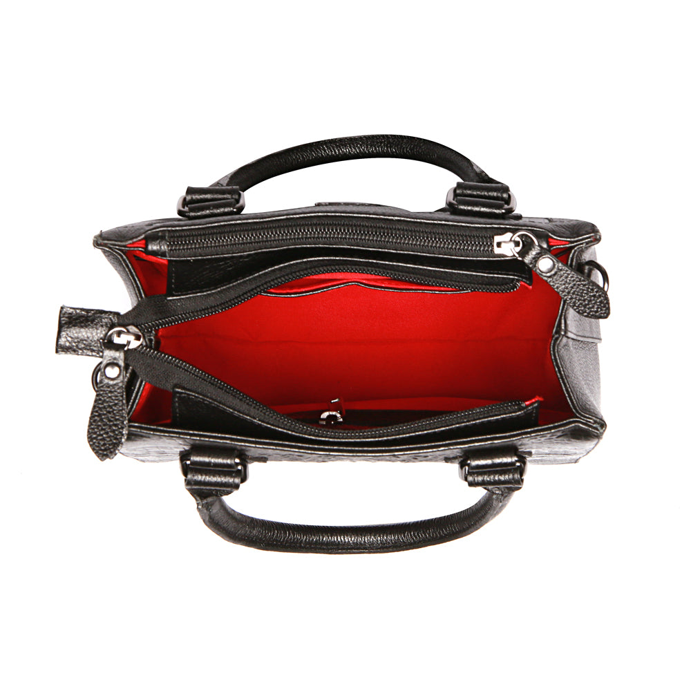 Bolsa Feminina Transversal Tote de Couro Preta Sara