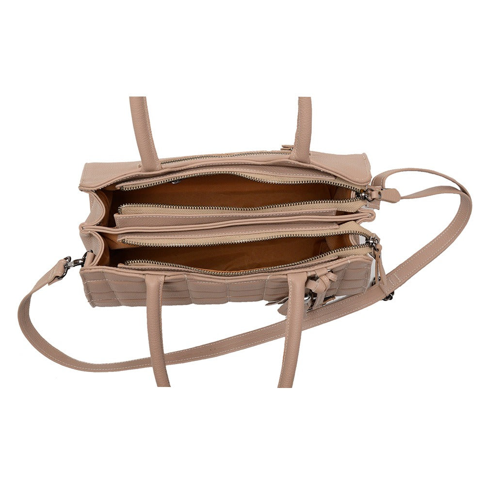 Bolsa Feminina Tranversal Média Couro Nude Claudia