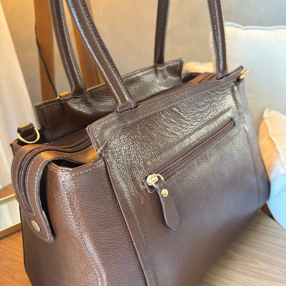 Bolsa Feminina de Ombro Couro Avelã Ruth
