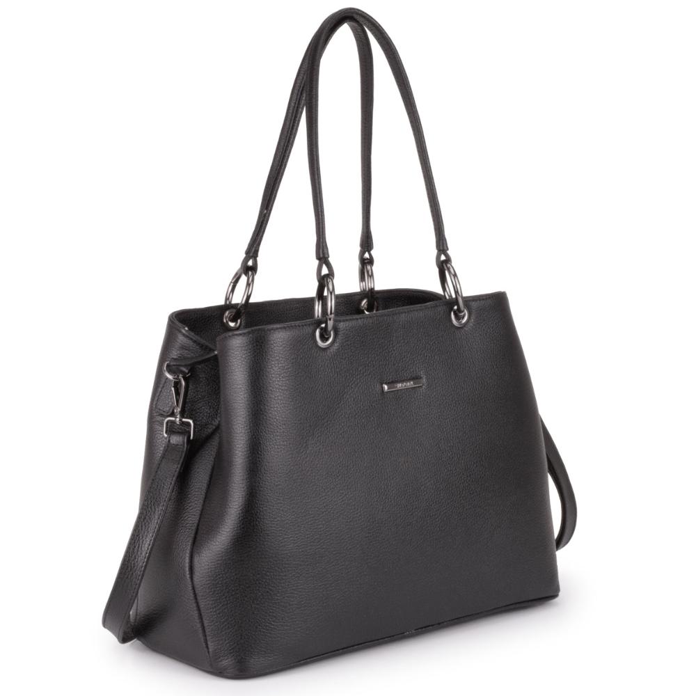Bolsa Feminina de Ombro Couro Preta Luíza