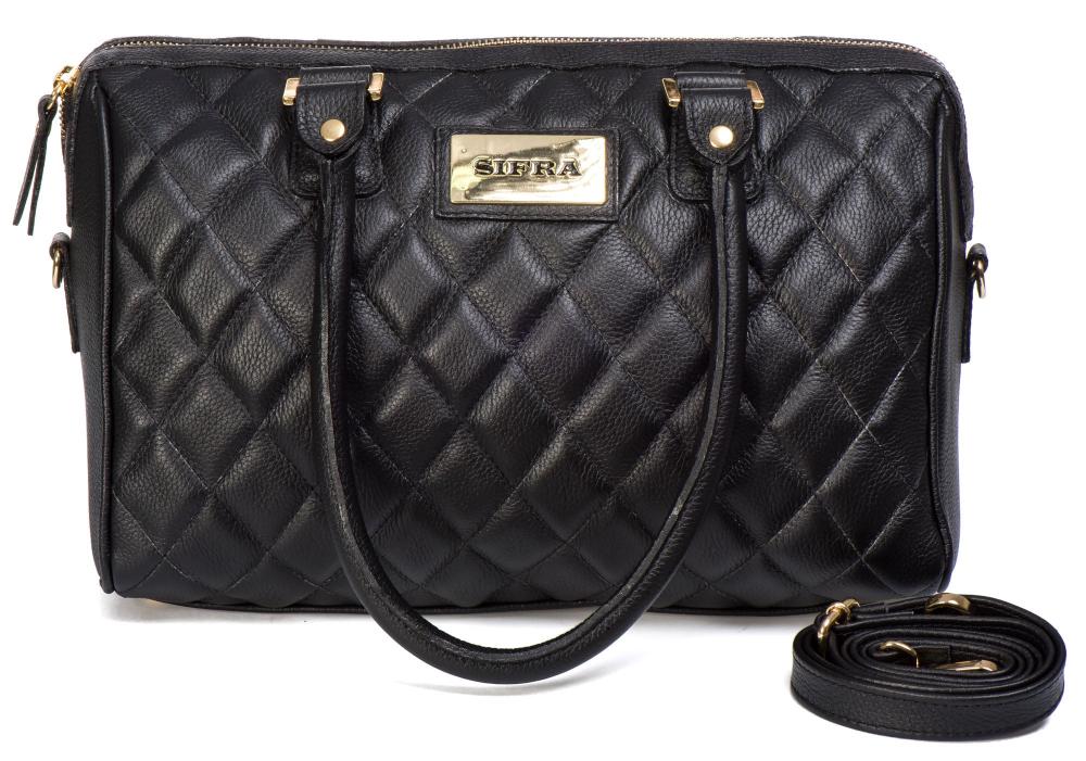 Bolsa Feminina de Ombro Couro Preto Katia