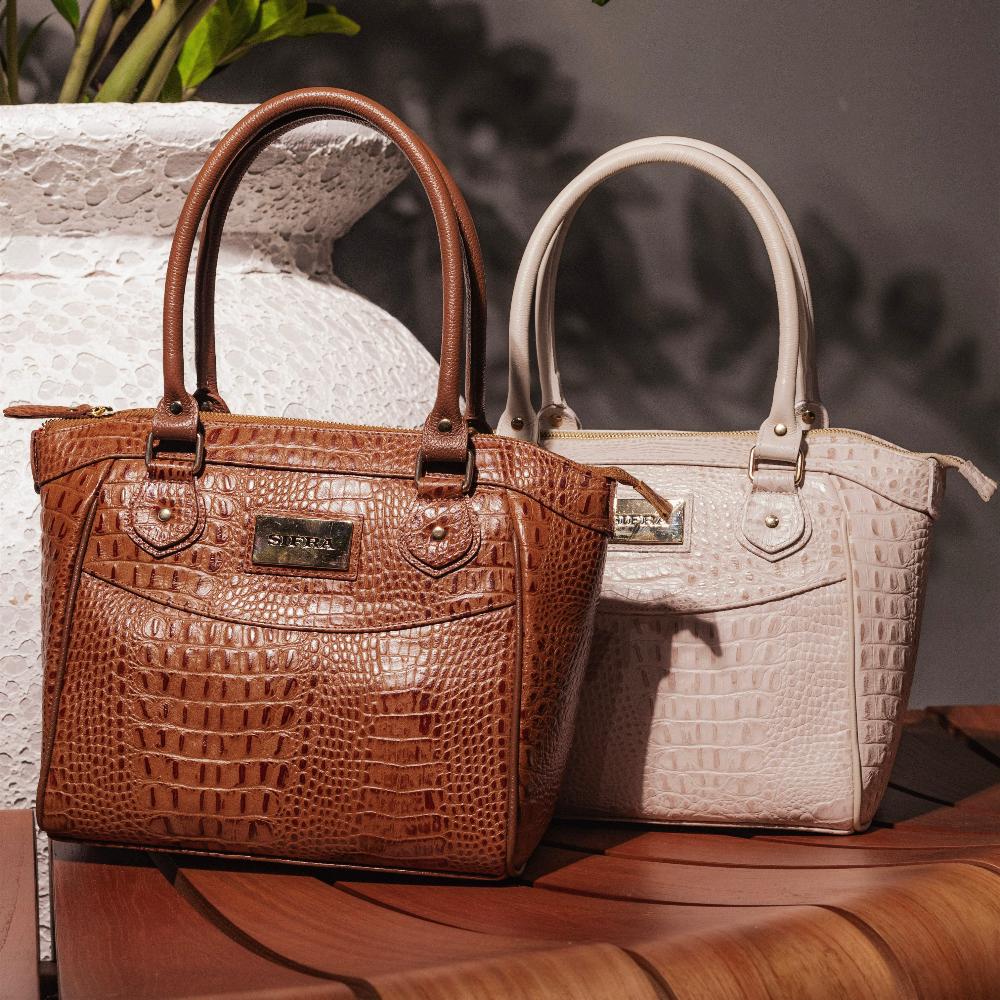 Bolsa Feminina de Ombro Média Couro Marrom Leni