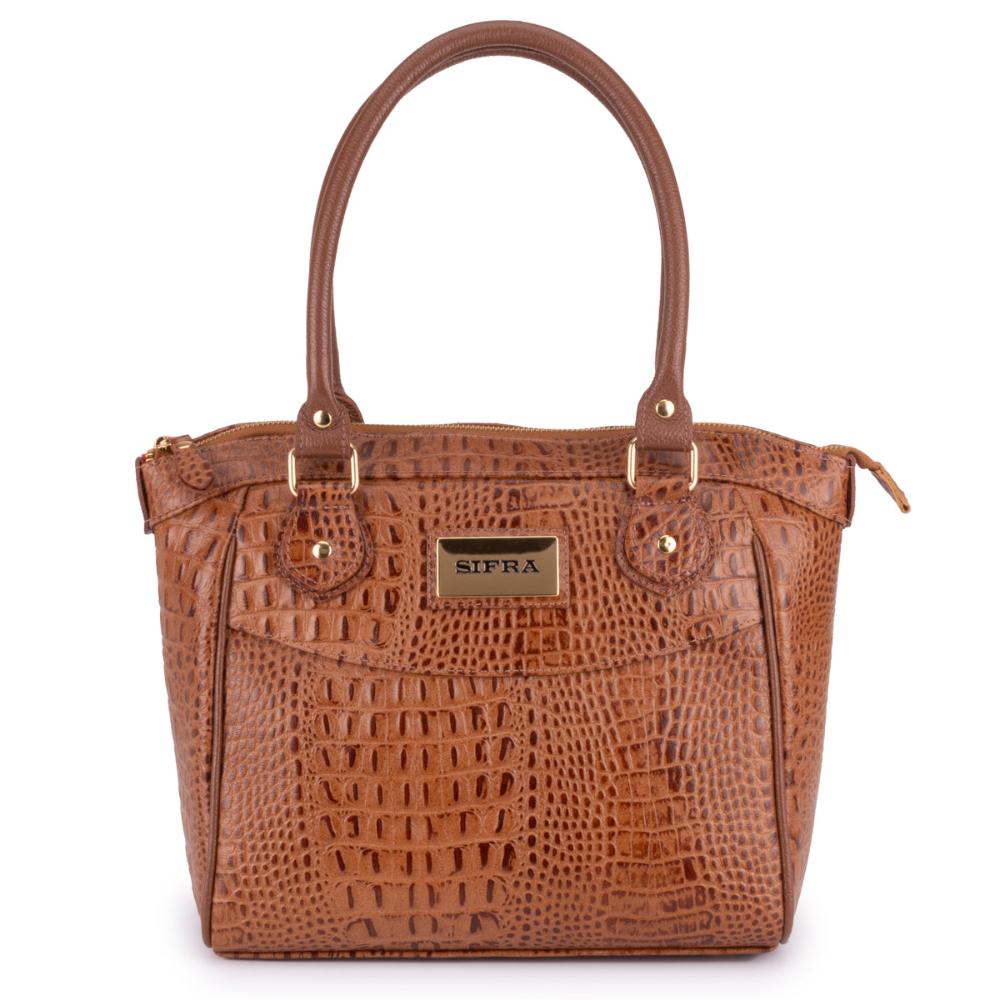 Bolsa Feminina de Ombro Média Couro Marrom Leni