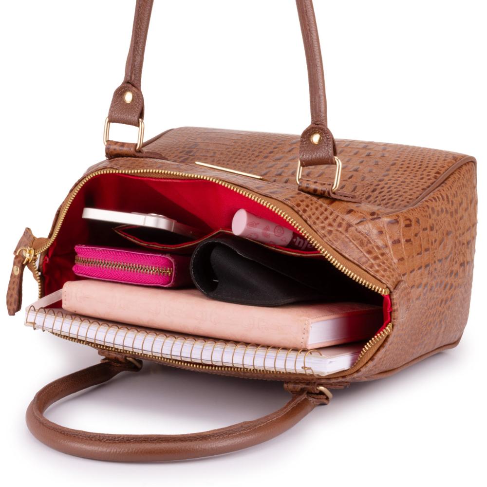 Bolsa Feminina de Ombro Média Couro Marrom Leni