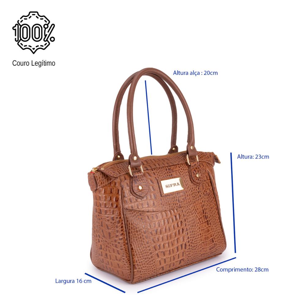 Bolsa Feminina de Ombro Média Couro Marrom Leni