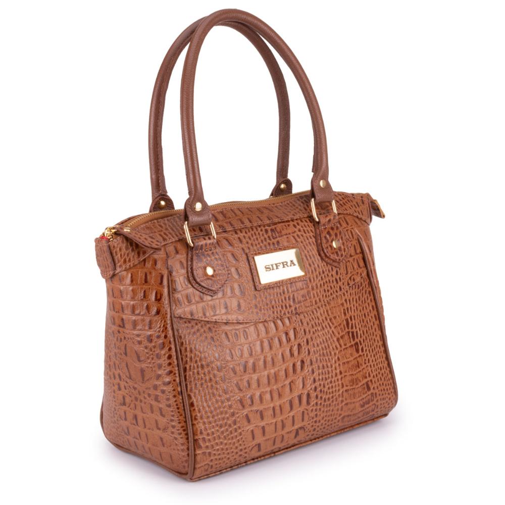 Bolsa Feminina de Ombro Média Couro Marrom Leni