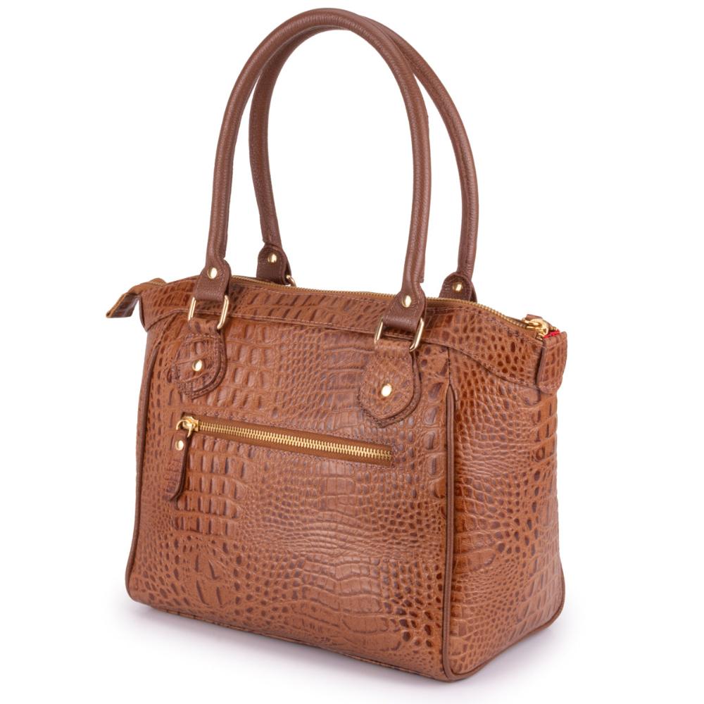 Bolsa Feminina de Ombro Média Couro Marrom Leni