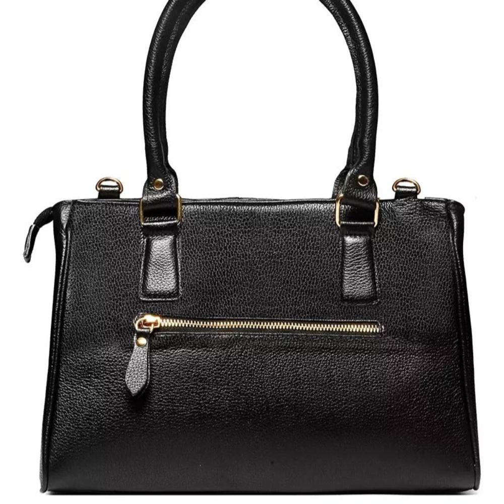 Bolsa Feminina de Ombro Média Couro Preta Lucy Classic