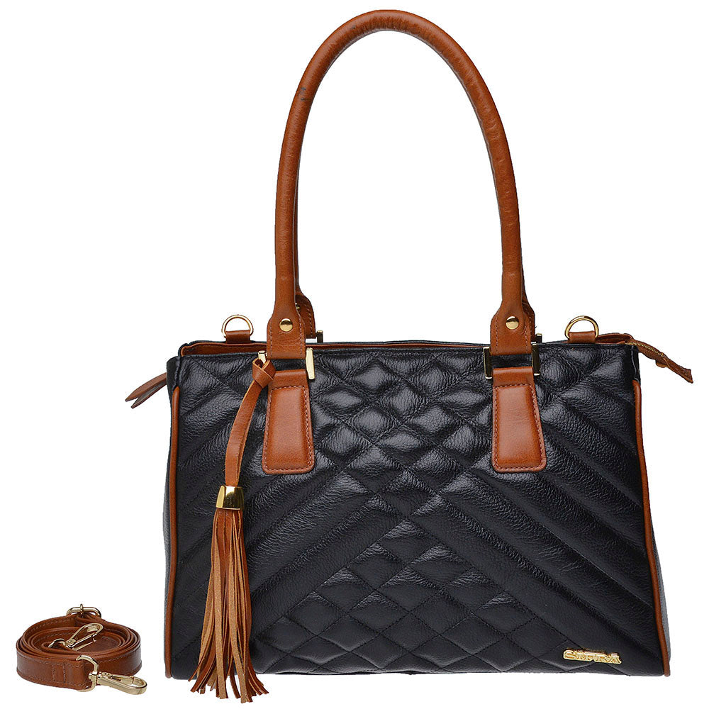 Bolsa Feminina de Ombro Média Couro Preto Lucy