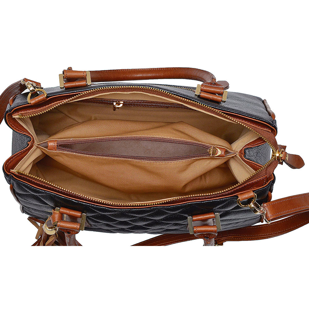Bolsa Feminina de Ombro Média Couro Preto Lucy