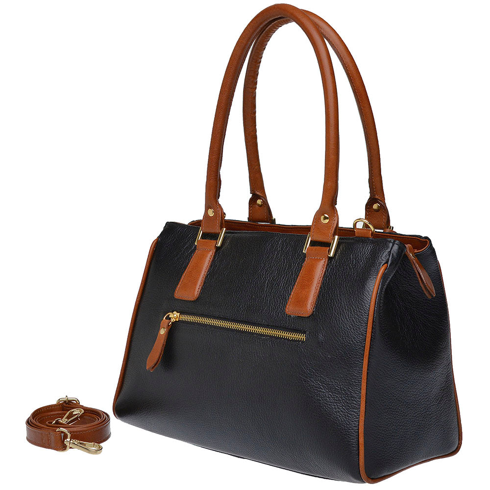 Bolsa Feminina de Ombro Média Couro Preto Lucy