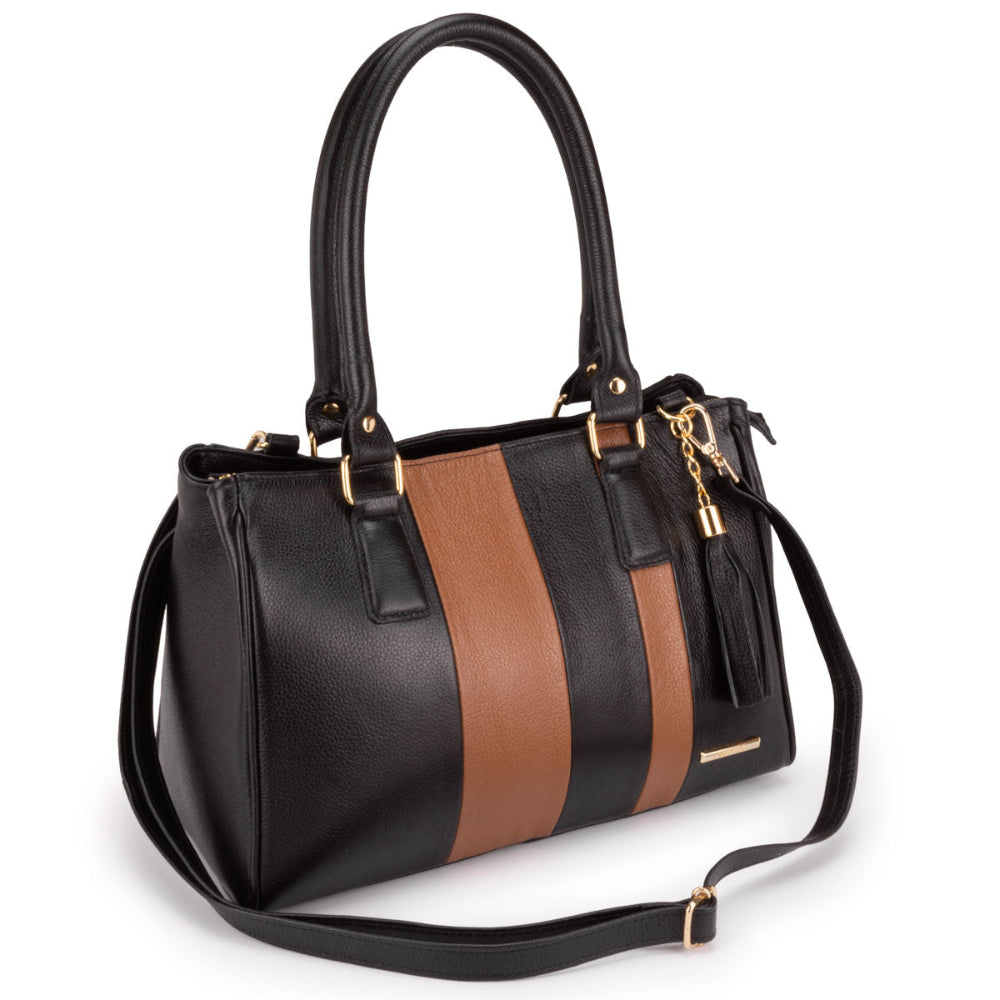 Bolsa Feminina de Ombro Média Couro Preto Lucy Classic