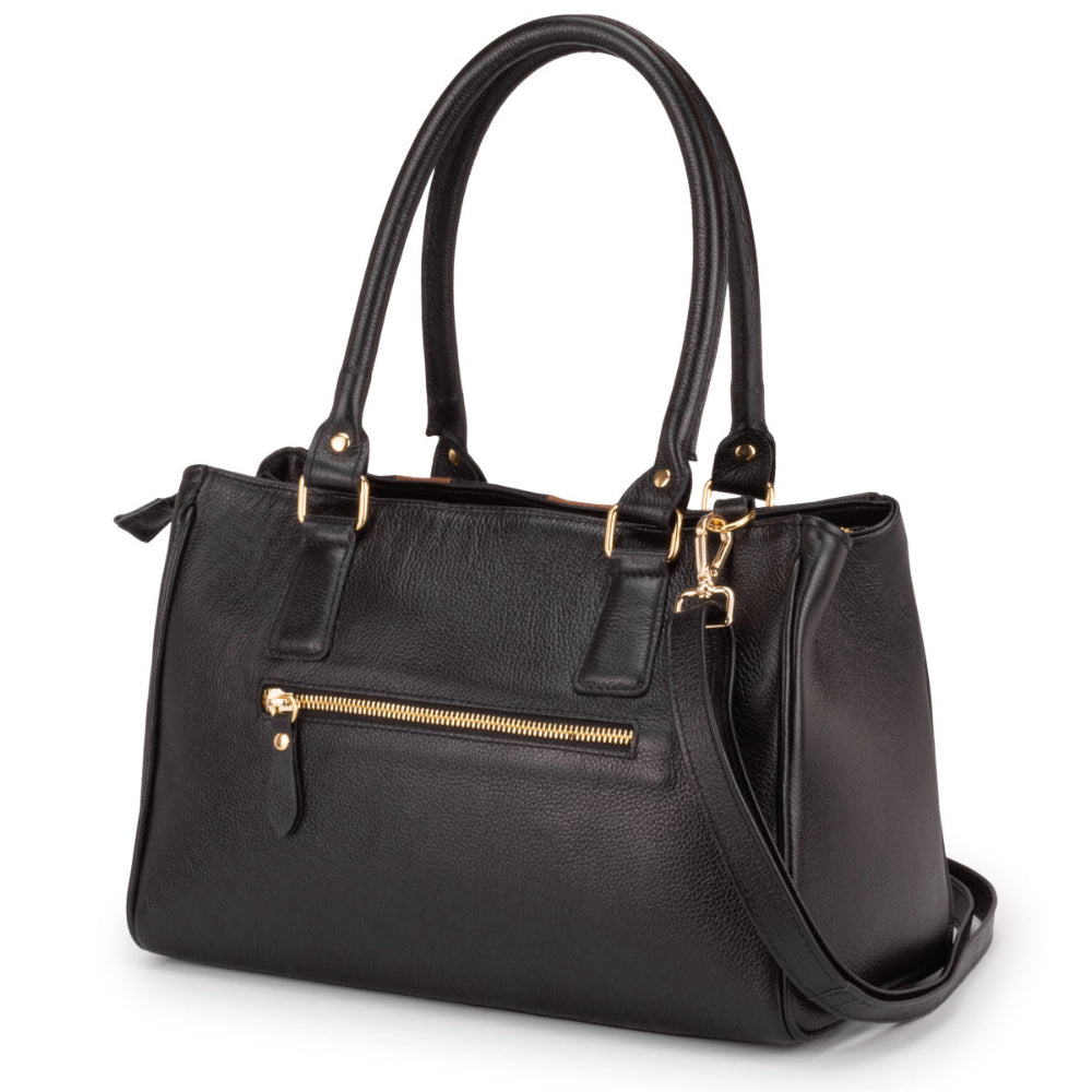 Bolsa Feminina de Ombro Média Couro Preto Lucy Classic
