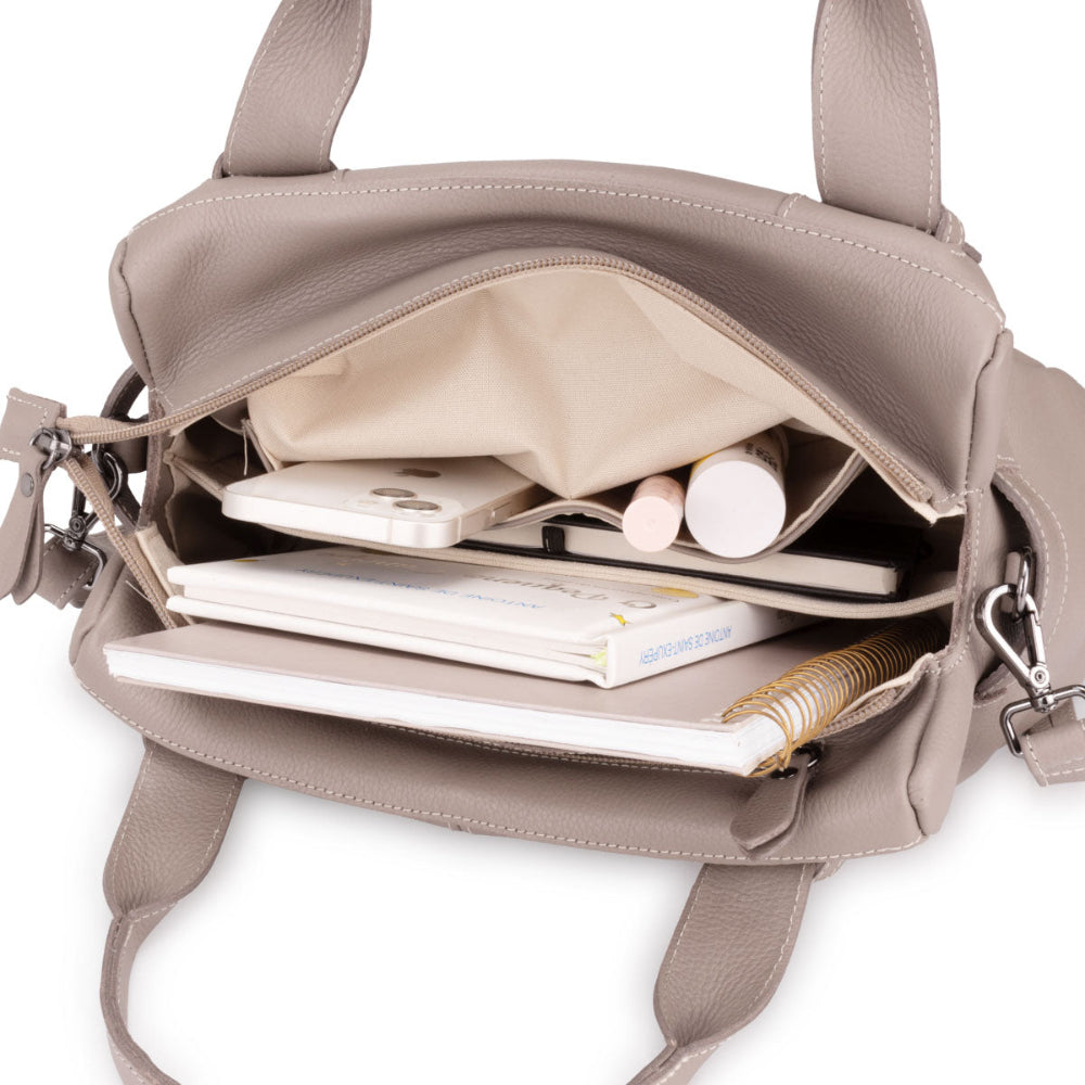 Bolsa Mão Média Couro Cinza Londres