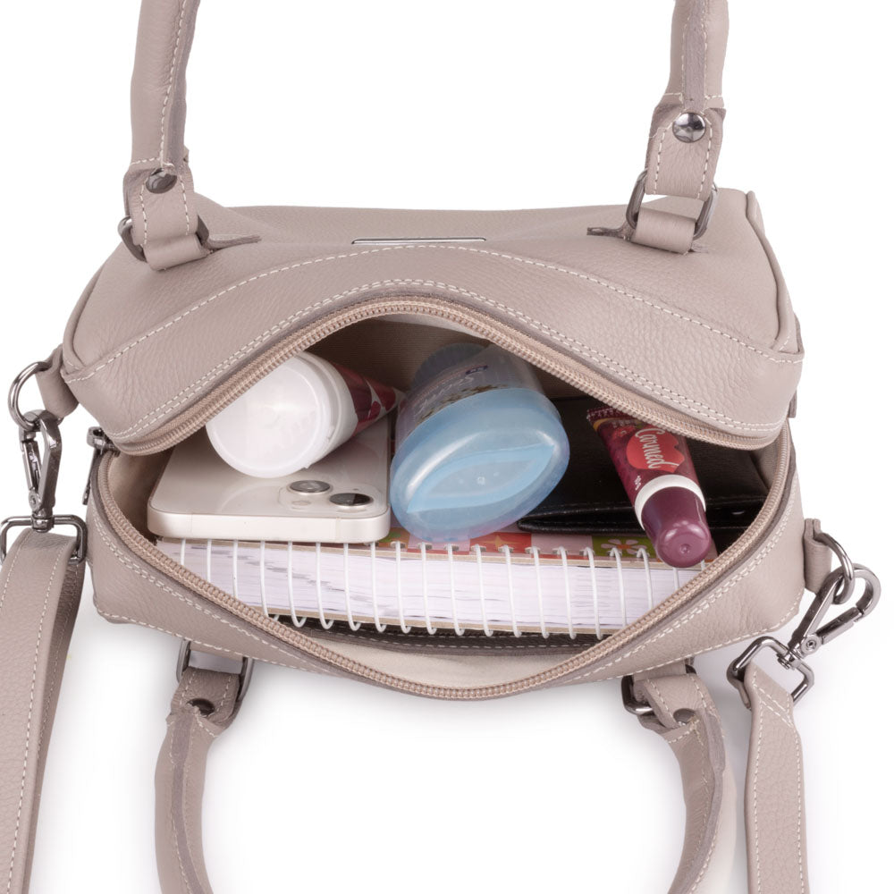 Bolsa Mão Pequena Couro Cinza Milão