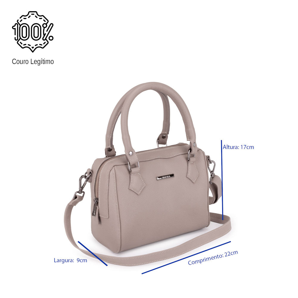 Bolsa Mão Pequena Couro Cinza Milão