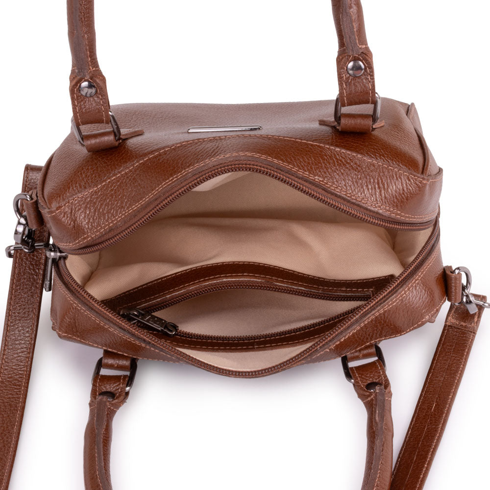 Bolsa Mão Pequena Couro Marrom Milão