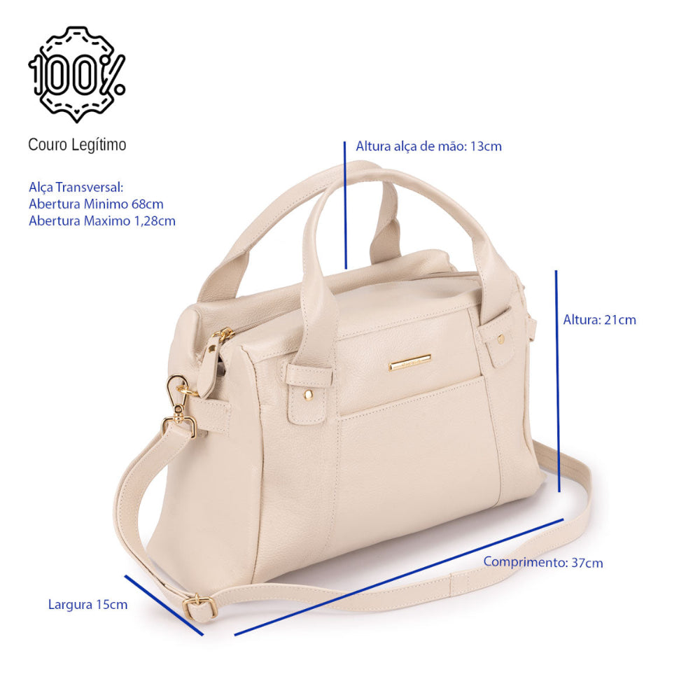 Bolsa Mão Média Couro Off White Londres