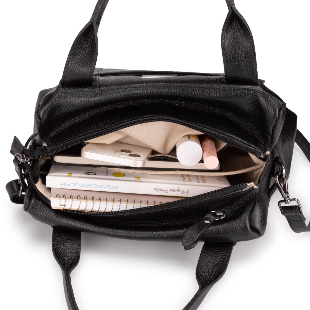 Bolsa Mão Média Couro Preto Londres