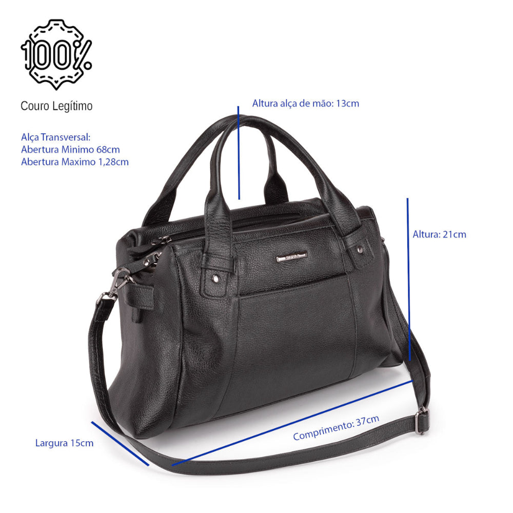 Bolsa Mão Média Couro Preto Londres