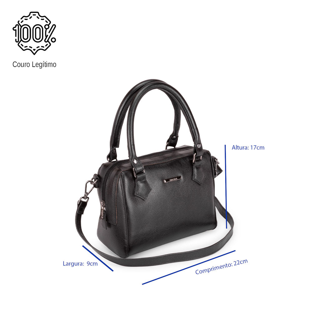Bolsa Mão Pequena Couro Preto Milão