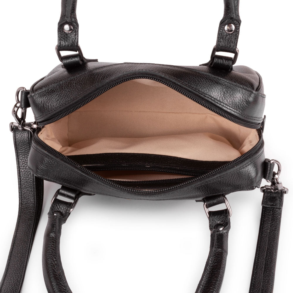 Bolsa Mão Pequena Couro Preto Milão