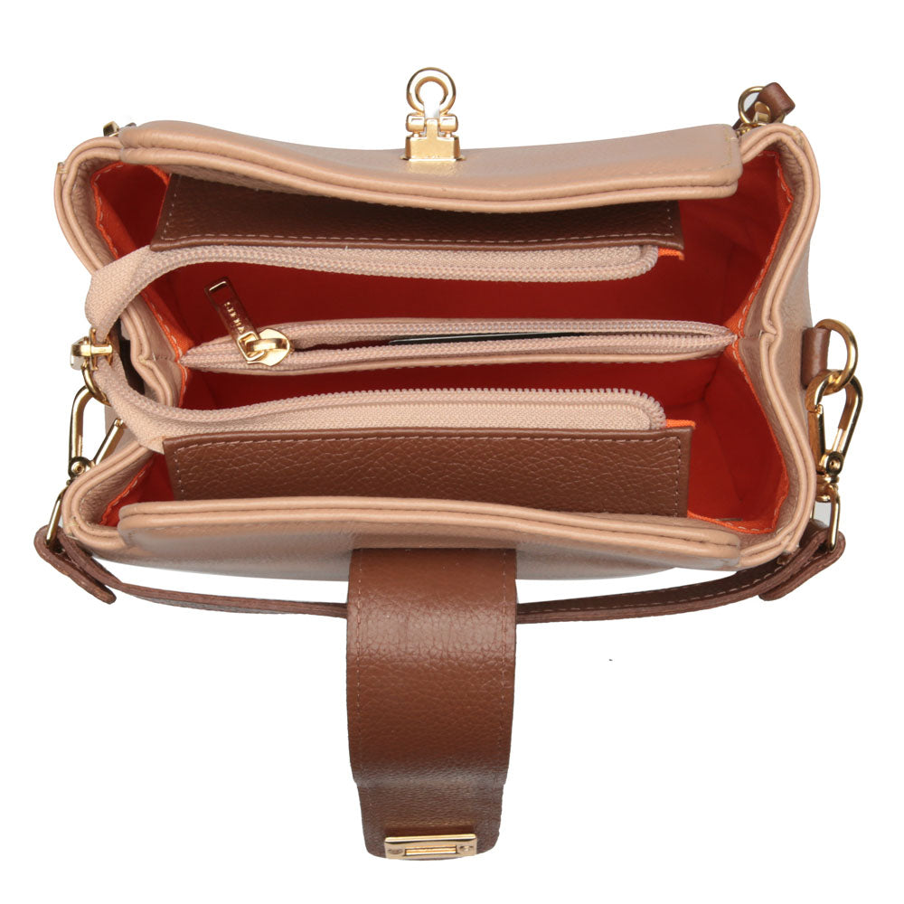 Bolsa Mão Pequena Couro Coral Paola