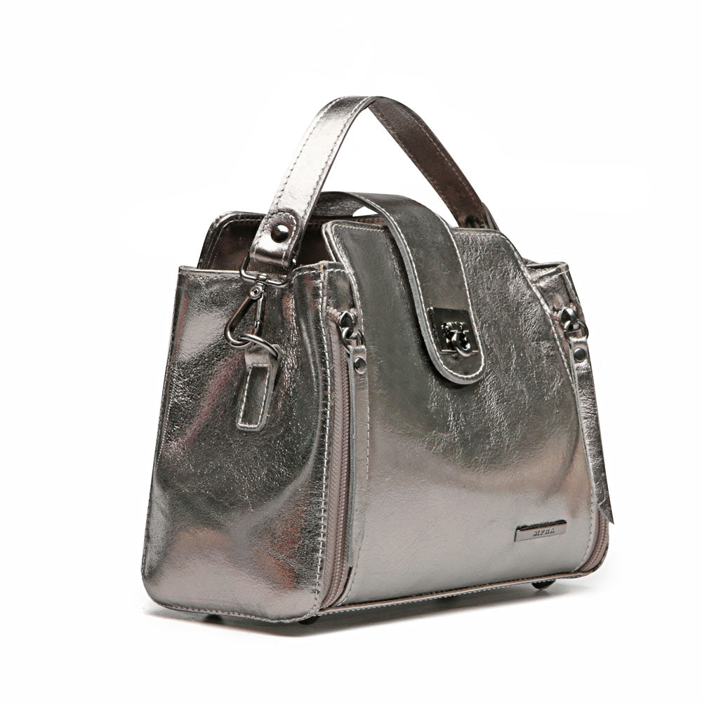 Bolsa Mão Pequena Couro Inox Paola