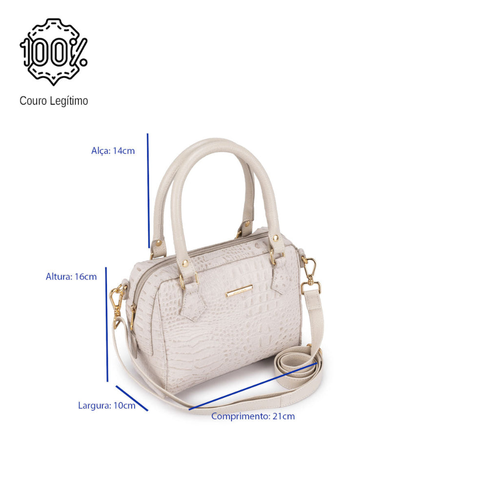Bolsa Mão Pequena Couro Off White Milão