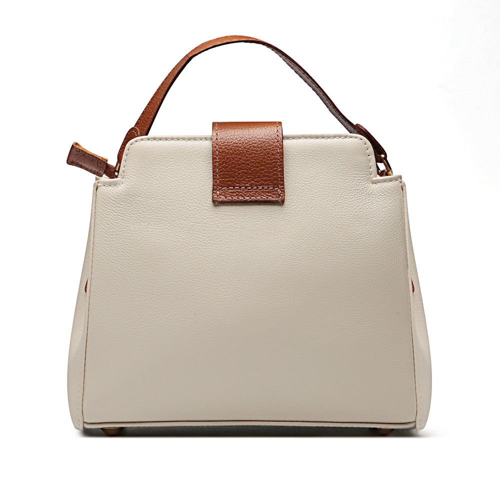 Bolsa Mão Pequena Couro Off White Terracota Paola