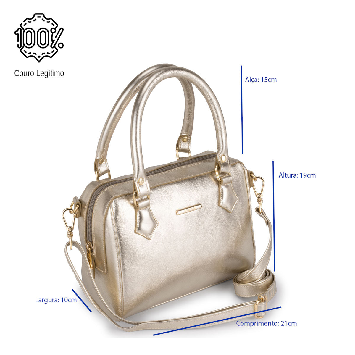 Bolsa Mão Pequena Couro Ouro Milão