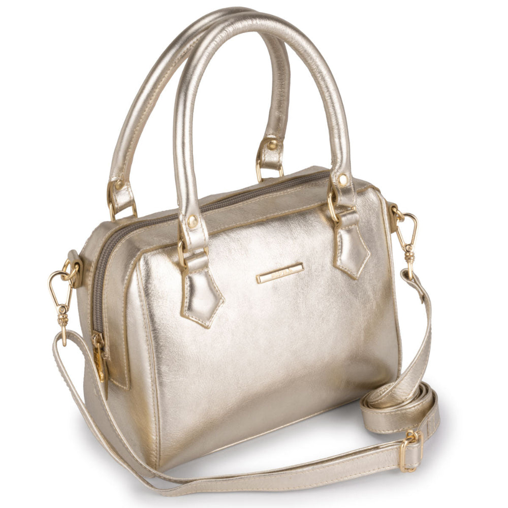 Bolsa Mão Pequena Couro Ouro Milão