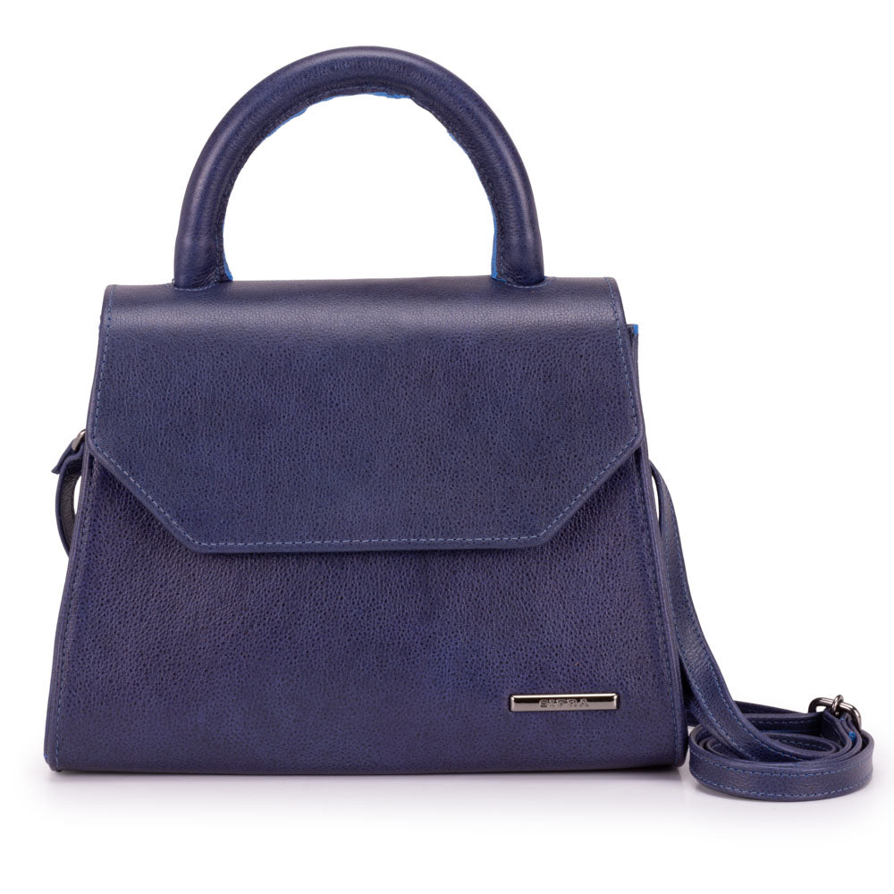 Bolsa Mão Transversal Couro Azul Paris