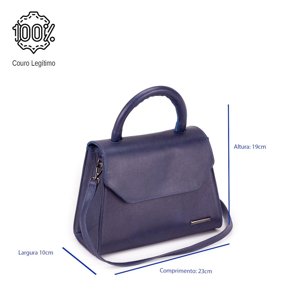 Bolsa Mão Transversal Couro Azul Paris