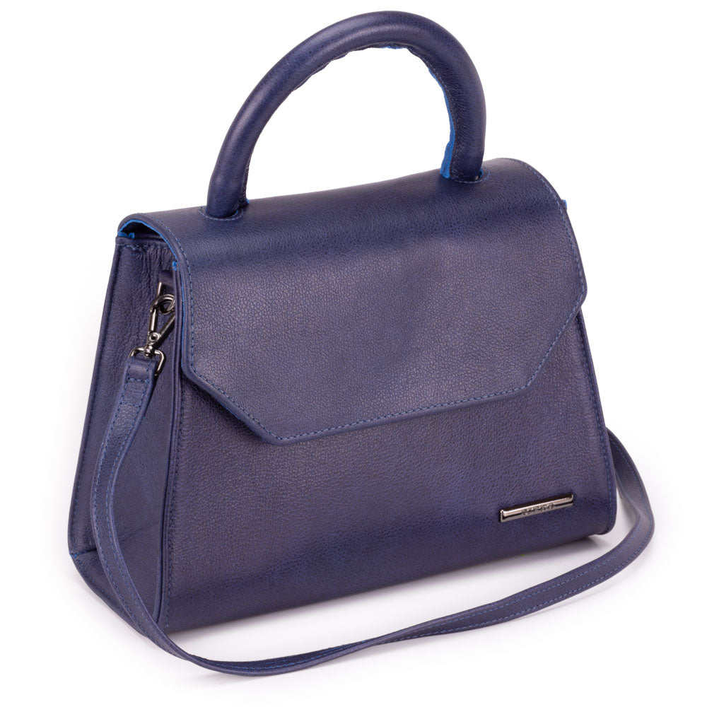 Bolsa Mão Transversal Couro Azul Paris