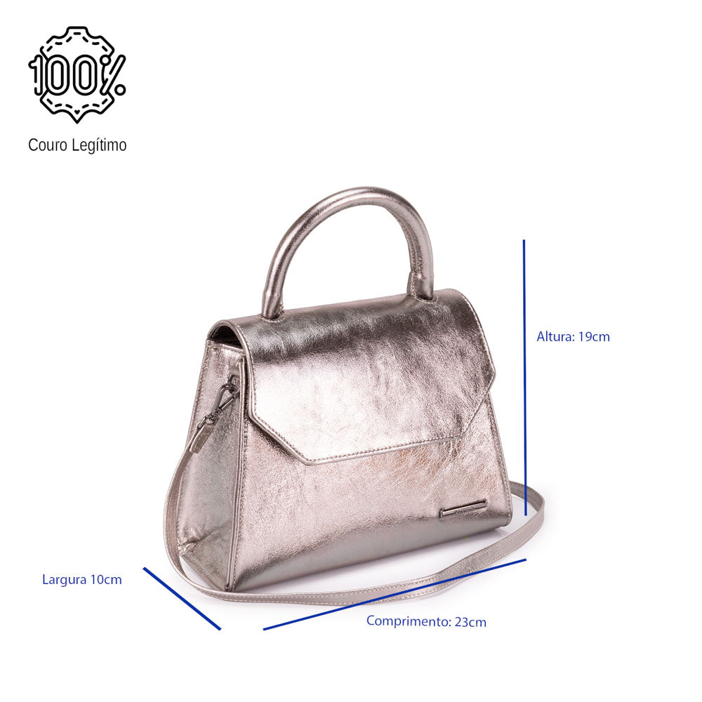 Bolsa Mão Transversal Couro Inox Paris