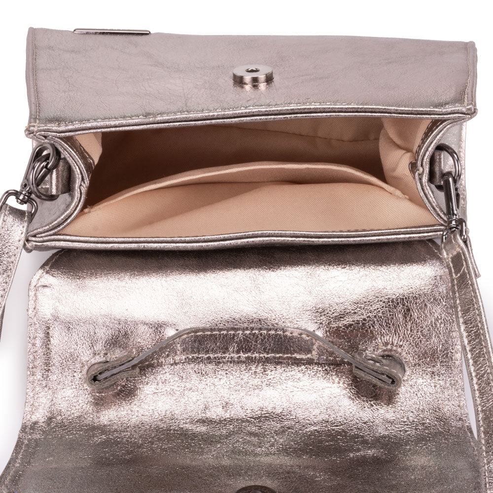 Bolsa Mão Transversal Couro Inox Paris
