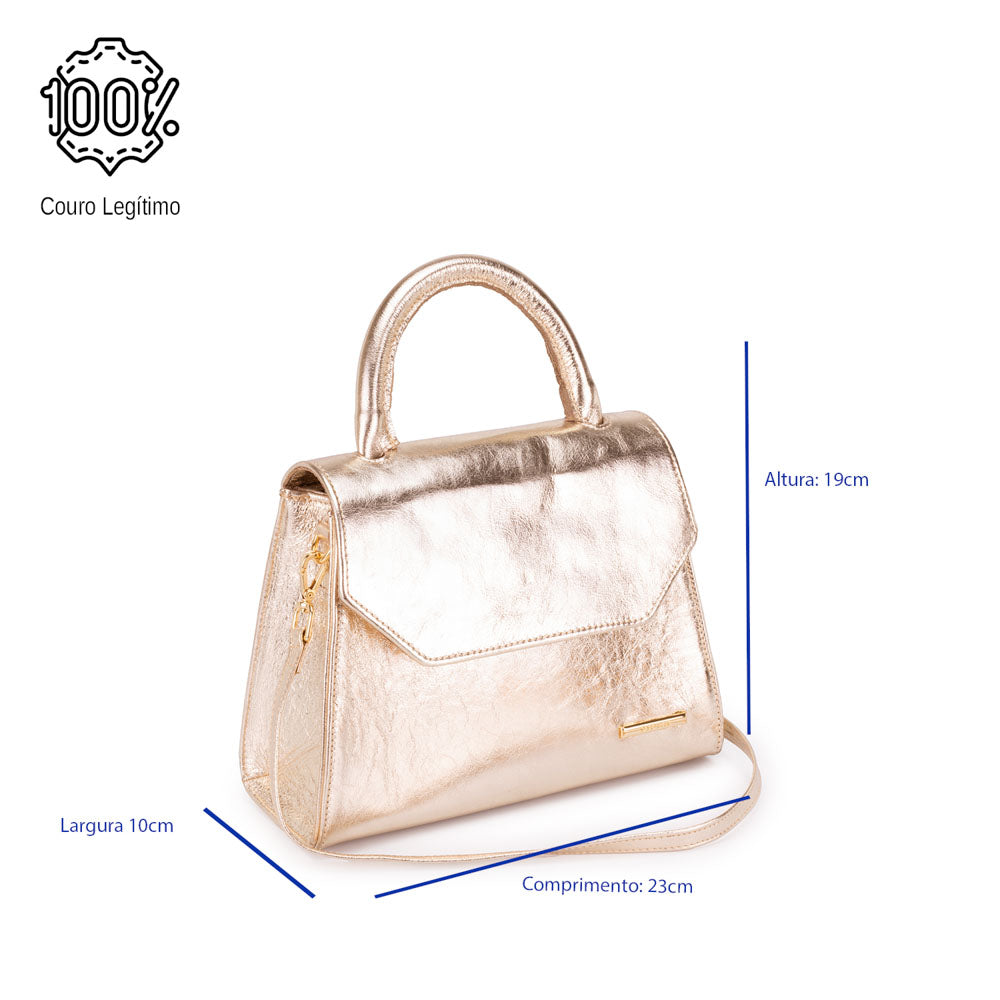 Bolsa Mão Transversal Couro Ouro Paris