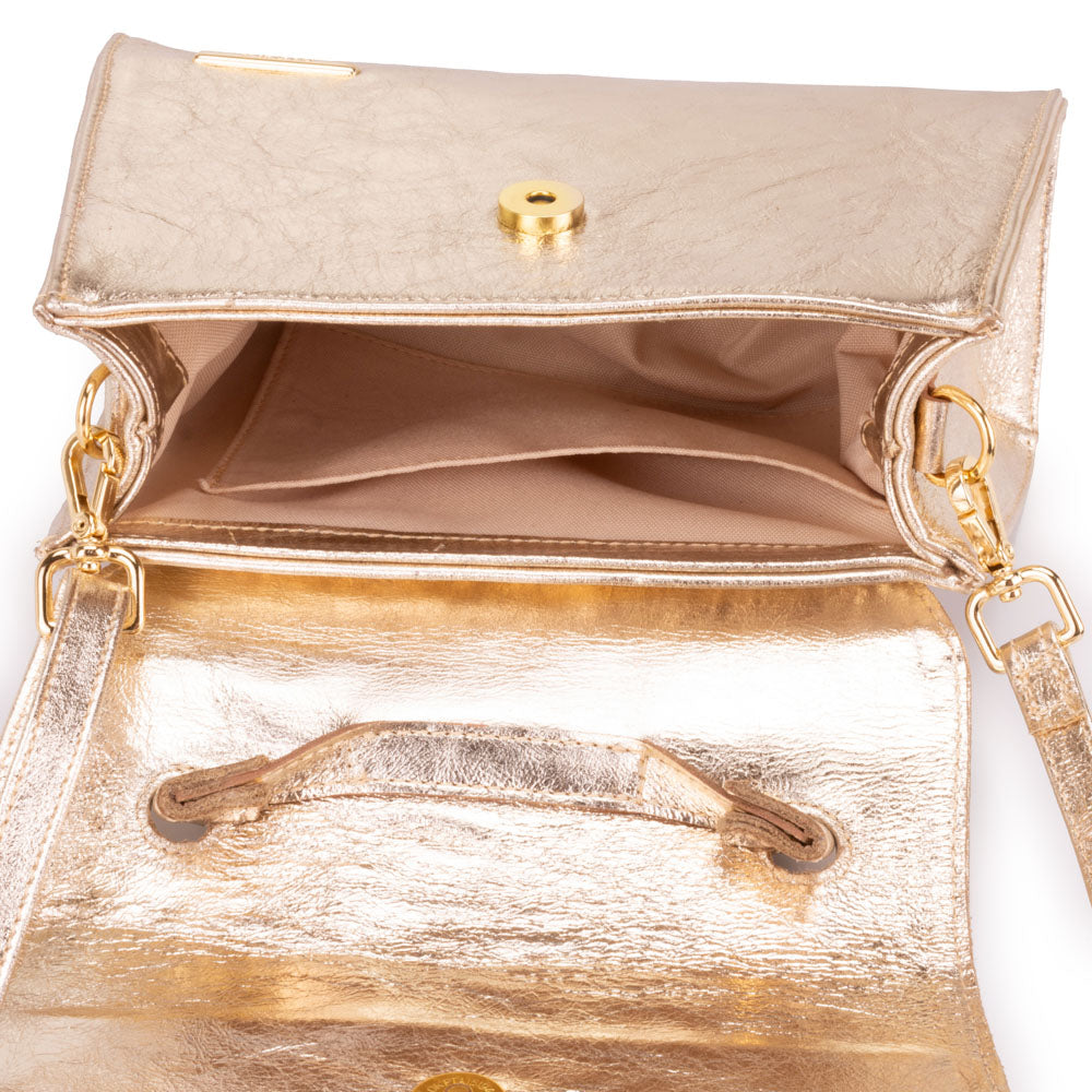 Bolsa Mão Transversal Couro Ouro Paris
