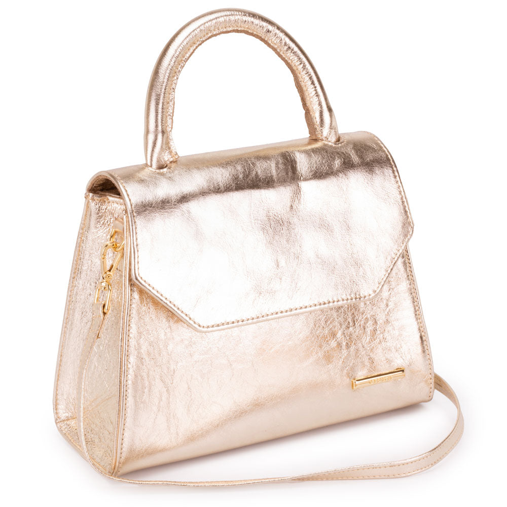 Bolsa Mão Transversal Couro Ouro Paris