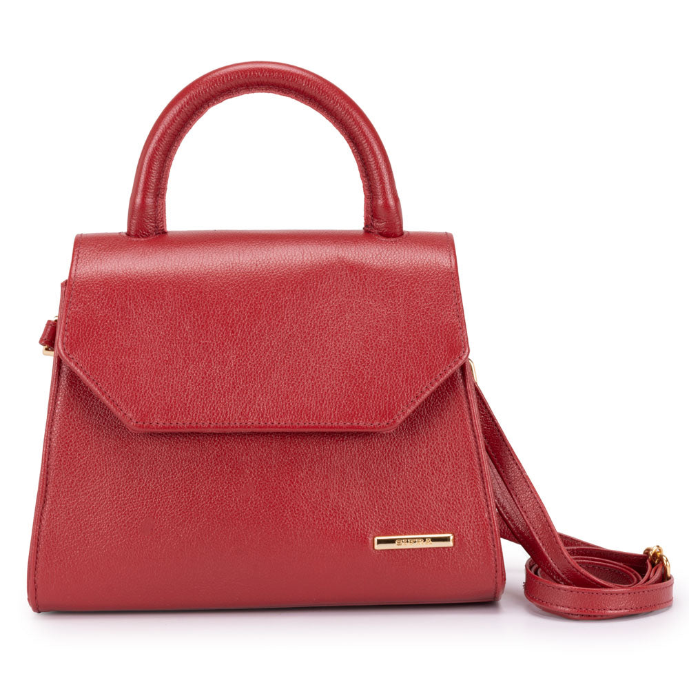 Bolsa Mão Transversal Couro Vermelho Paris