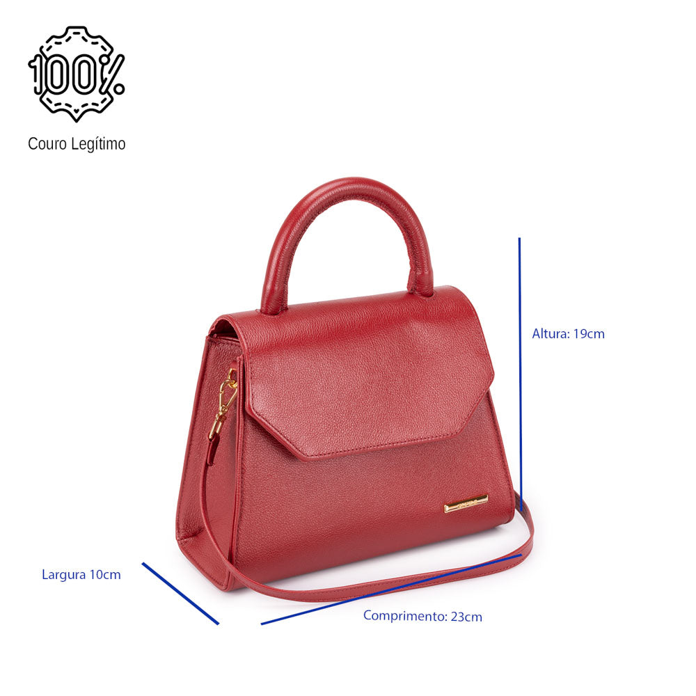 Bolsa Mão Transversal Couro Vermelho Paris