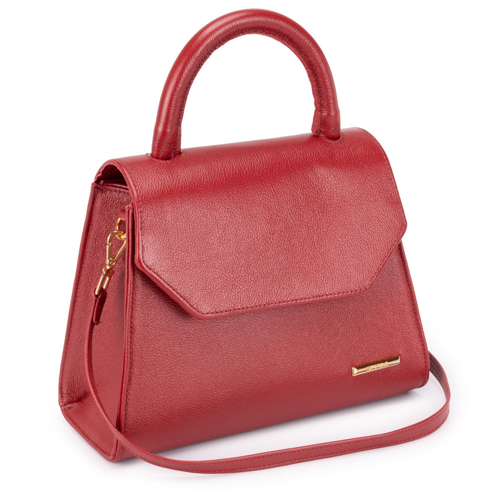 Bolsa Mão Transversal Couro Vermelho Paris