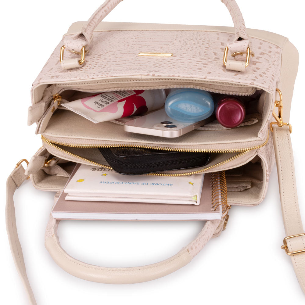 Bolsa Mão Transversal Média Couro Off White Madrid